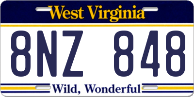 WV license plate 8NZ848