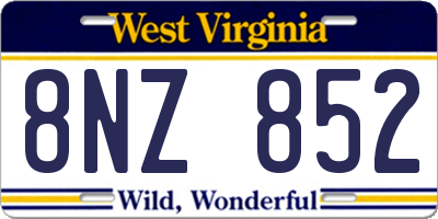 WV license plate 8NZ852