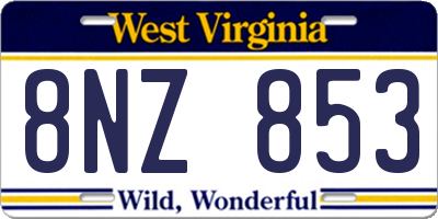 WV license plate 8NZ853