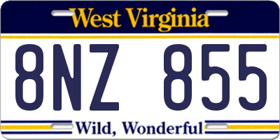 WV license plate 8NZ855