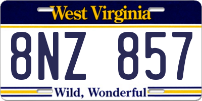 WV license plate 8NZ857