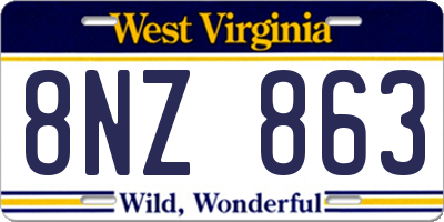 WV license plate 8NZ863