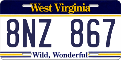 WV license plate 8NZ867
