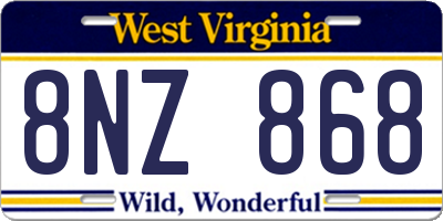 WV license plate 8NZ868
