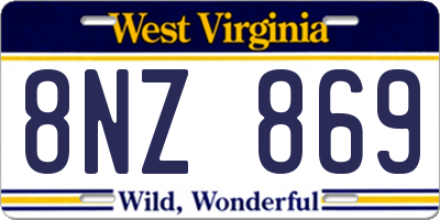 WV license plate 8NZ869