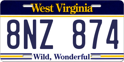 WV license plate 8NZ874