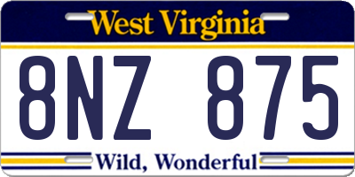 WV license plate 8NZ875