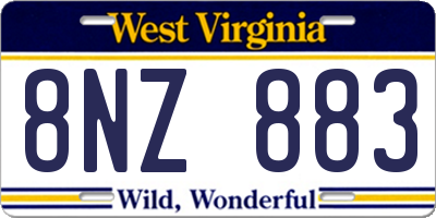 WV license plate 8NZ883