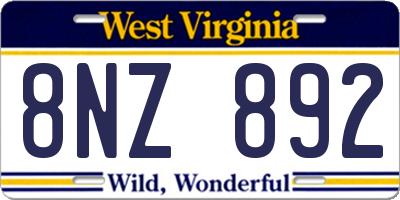 WV license plate 8NZ892