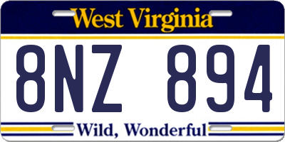 WV license plate 8NZ894