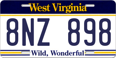 WV license plate 8NZ898