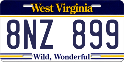 WV license plate 8NZ899