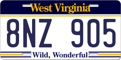 WV license plate 8NZ905