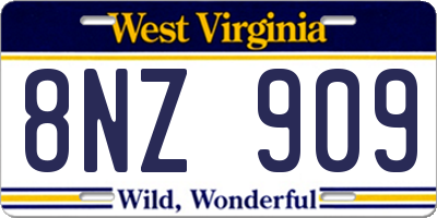 WV license plate 8NZ909