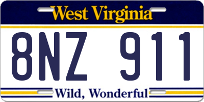 WV license plate 8NZ911