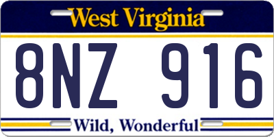 WV license plate 8NZ916