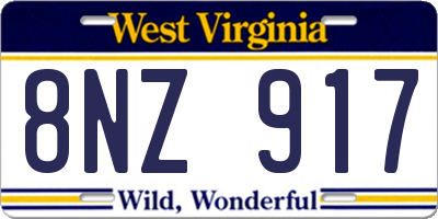 WV license plate 8NZ917