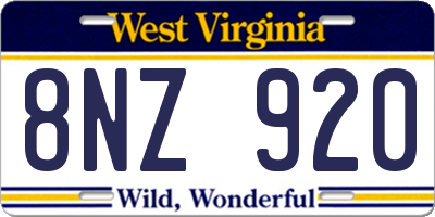 WV license plate 8NZ920
