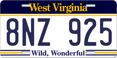 WV license plate 8NZ925