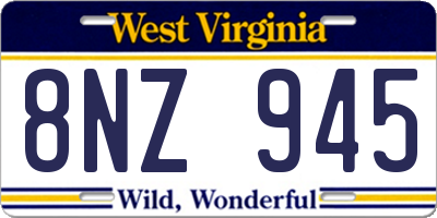 WV license plate 8NZ945