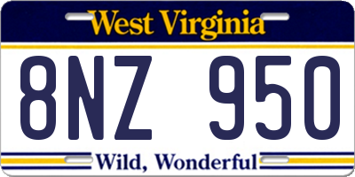 WV license plate 8NZ950