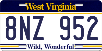 WV license plate 8NZ952