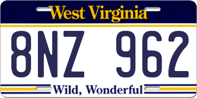 WV license plate 8NZ962