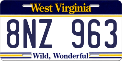 WV license plate 8NZ963