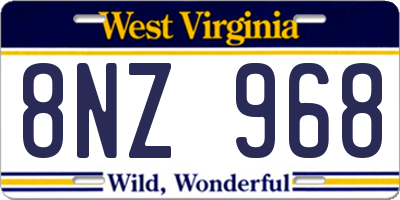 WV license plate 8NZ968