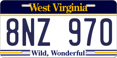 WV license plate 8NZ970