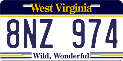 WV license plate 8NZ974
