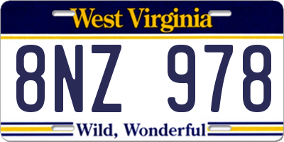 WV license plate 8NZ978