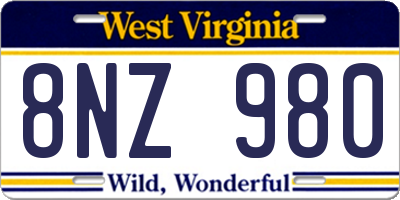 WV license plate 8NZ980
