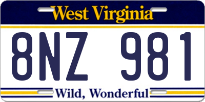 WV license plate 8NZ981