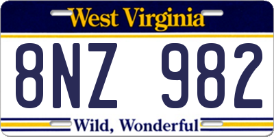 WV license plate 8NZ982