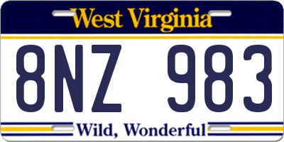 WV license plate 8NZ983