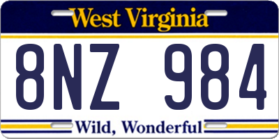 WV license plate 8NZ984
