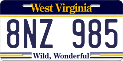 WV license plate 8NZ985