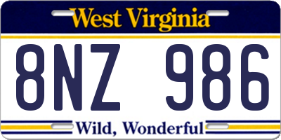 WV license plate 8NZ986