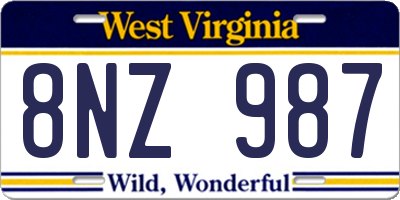 WV license plate 8NZ987