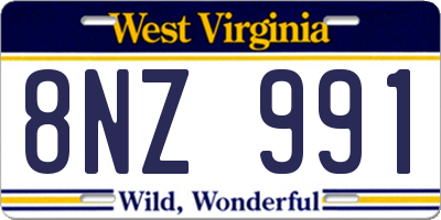 WV license plate 8NZ991
