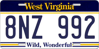 WV license plate 8NZ992