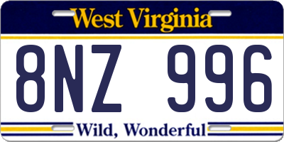 WV license plate 8NZ996