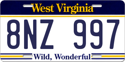 WV license plate 8NZ997