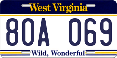 WV license plate 8OA069