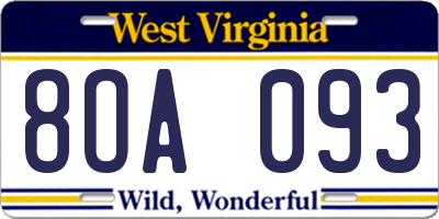 WV license plate 8OA093
