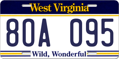 WV license plate 8OA095