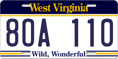 WV license plate 8OA110