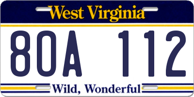 WV license plate 8OA112