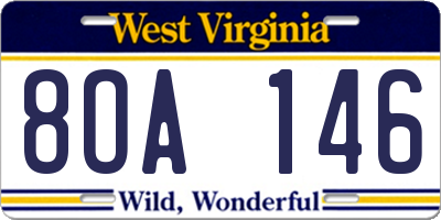 WV license plate 8OA146